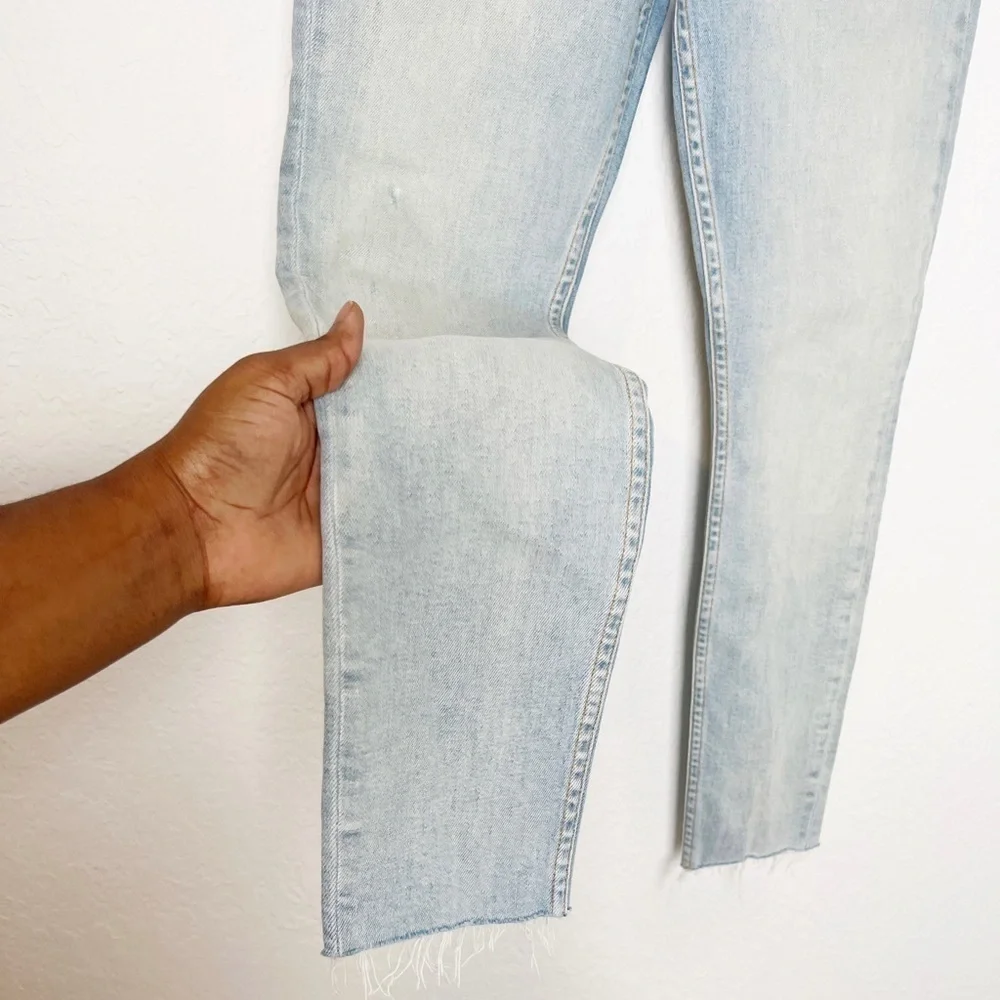 GRLFRND Karolina Button Fly High Rise Straight Leg Raw Hem Jeans